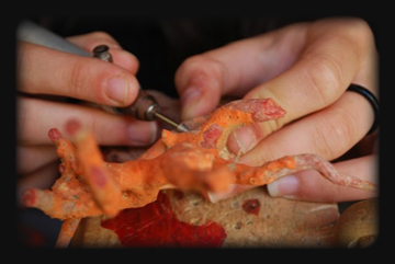 Incisione del corallo, tecnica di lavorazione artigianale.
